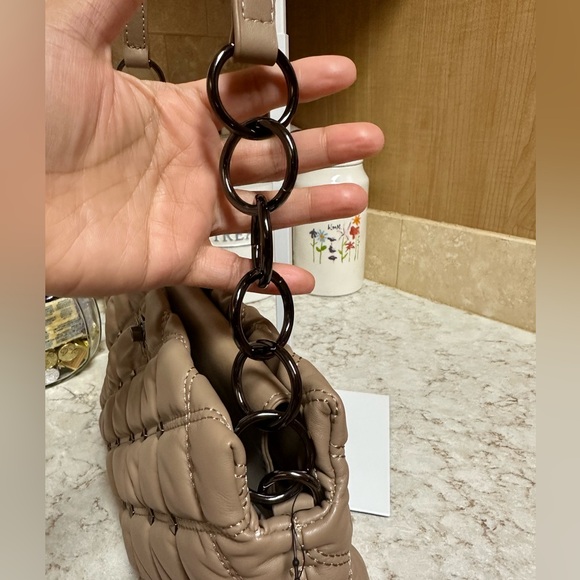 Gilda Paris Waffle Quilted Handbag/Shoulder Bag, NWT, Taupe Color - Picture 7 of 13